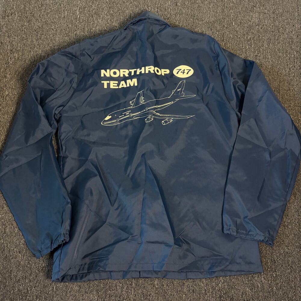 Vintage Y2k 80's Northrop 747 Boeing Team Navy Blue Snap up Longsleeve Jacket M